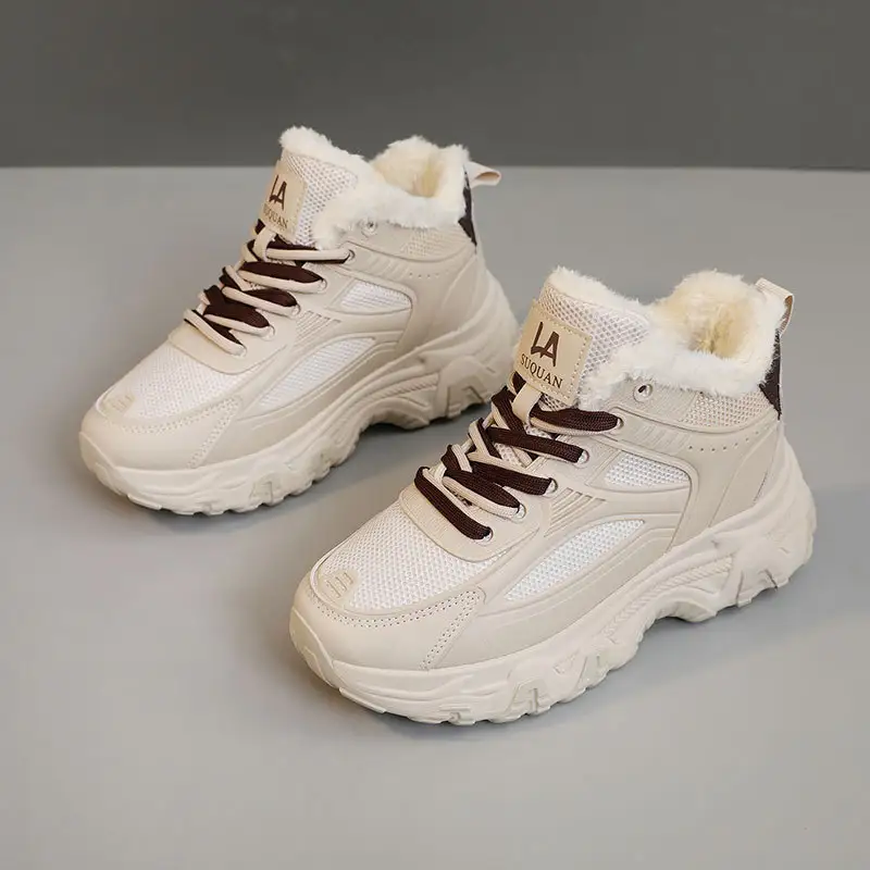 Velvet-lined Solid-color Snow Boots For Fall And Winter Casual