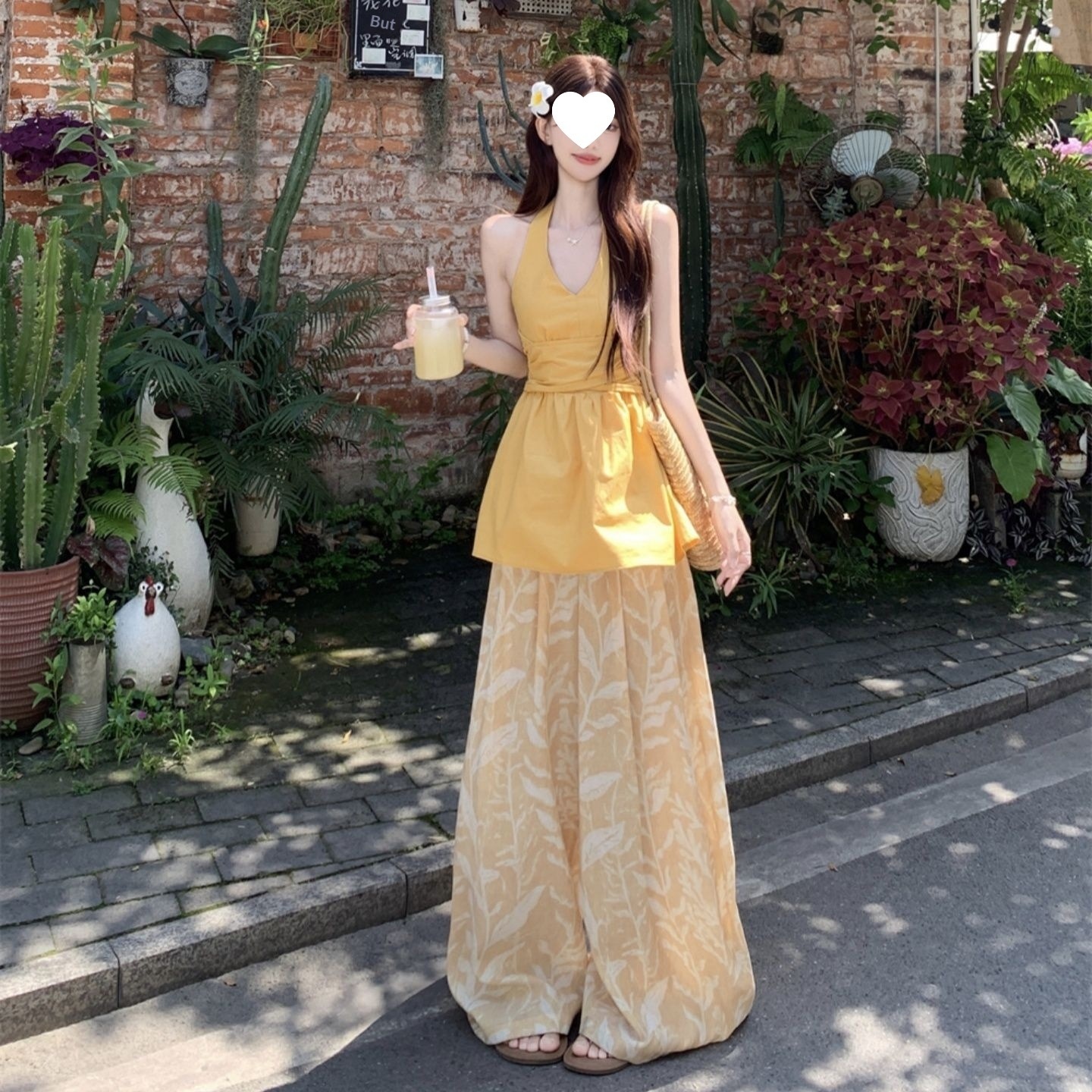 Halter-Neck Top and Wide-Leg Trousers Set, picture 8 of 8