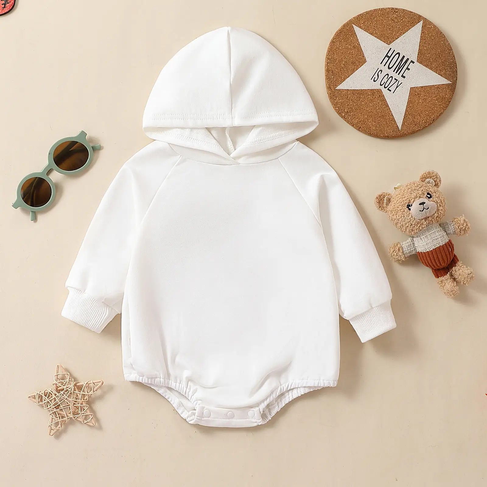 Brown Purple White Hooded Long Sleeve Triangle Romper
