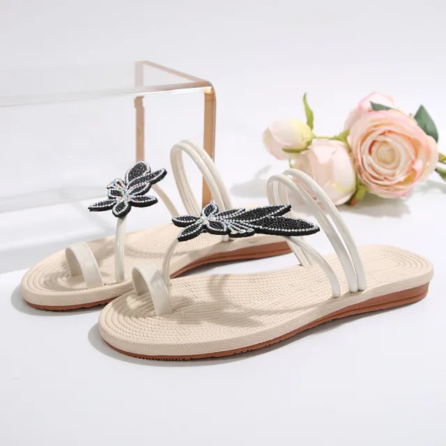 Summer Women's Maple Leaf Flip flops Non slip Comfortable Beach Shoes White - Shop at LoveMi