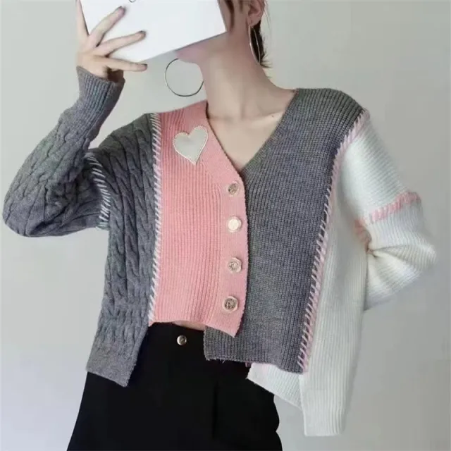Loose And Lazy Style Irregular Heart Sweater Coat Pink - Shop at LoveMi
