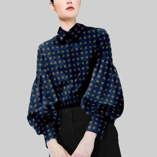 Ladies Floral Shirt Women's Design Sense Navy Blue - Shop at LoveMi