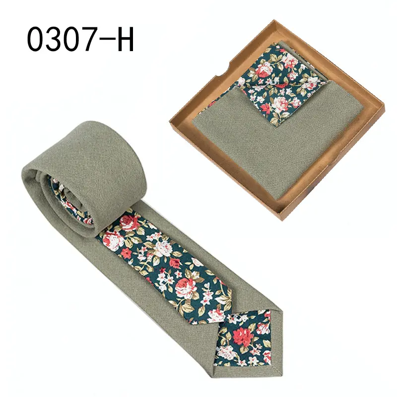 Men's Tie Floral Print Pocket Square Cotton