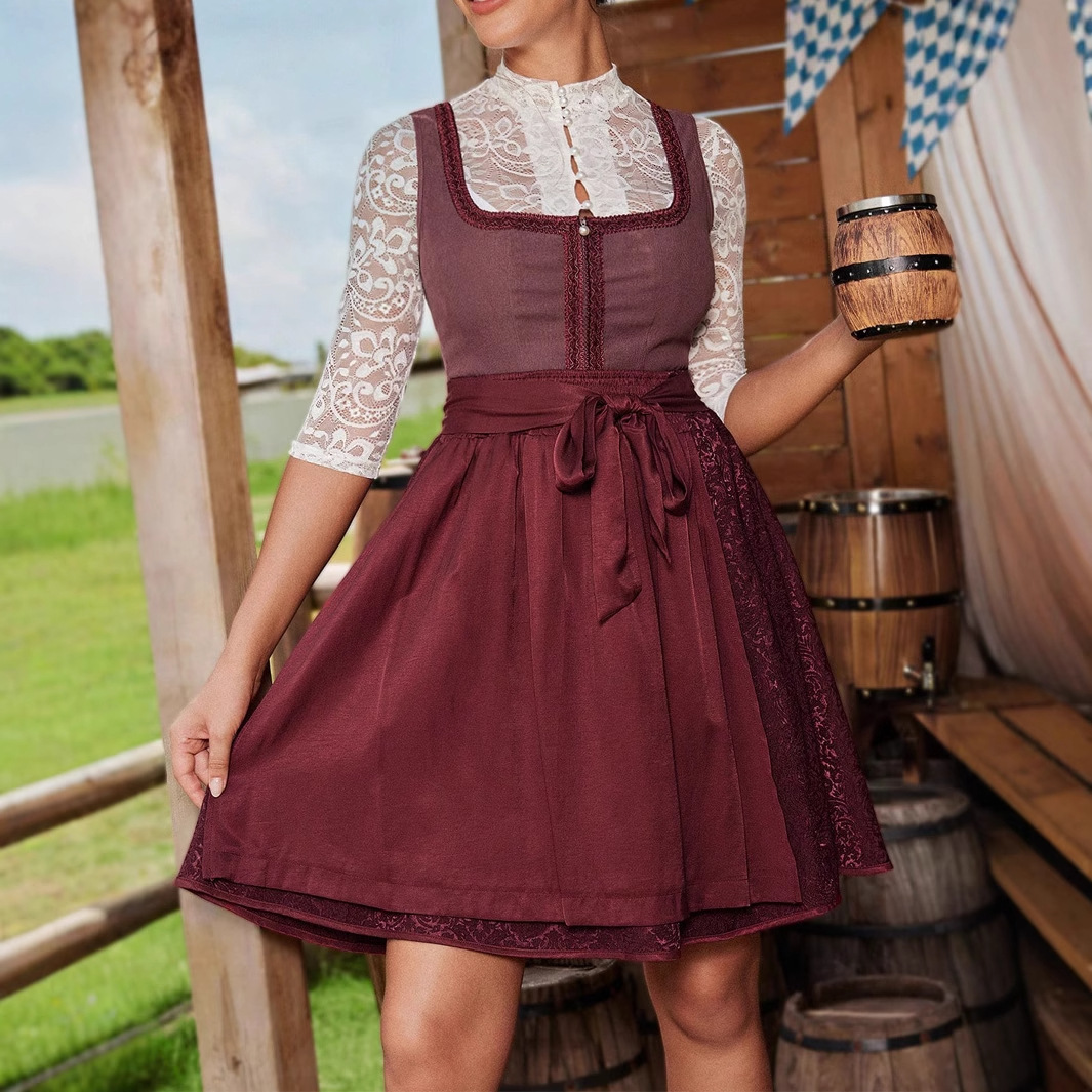 Elegant Graceful Style Waist Stitching Women's Short Skirt Dress