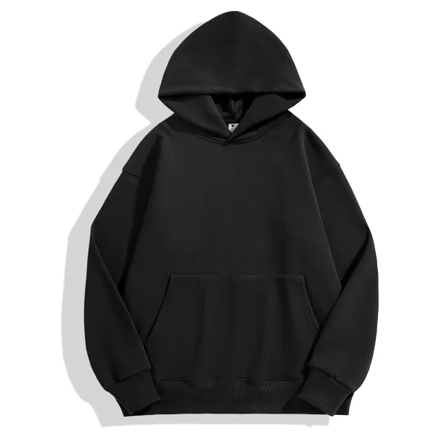 Women's Tight Polar Fleece Drop shoulder Hoodie Black - Shop at LoveMi