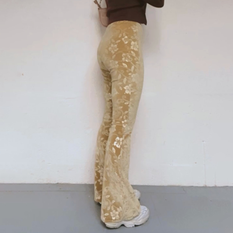 Title 8, Patterned High-rise Flared Flocked Track Pants