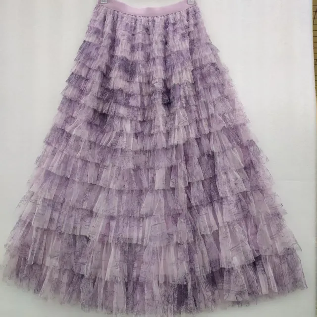Plus size Women's Mid length Tie dye Ink Print Mesh Skirt Light Purple - Shop at LoveMi