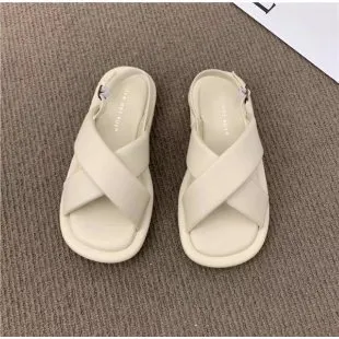 Women's Ins Korean style Flat Sandals Apricot - Shop at LoveMi