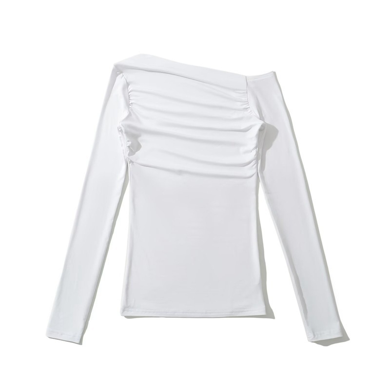 Women's Solid Color Hot Girl Style Asymmetric Diagonal Collar Top