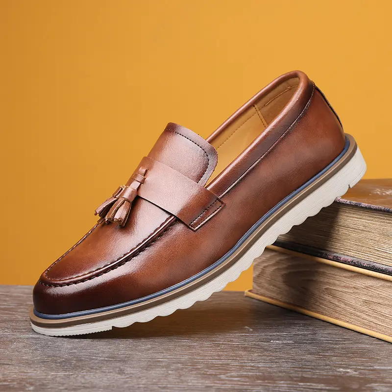 Men's Leather Shoes Vintage Rubbed-color Lightweight