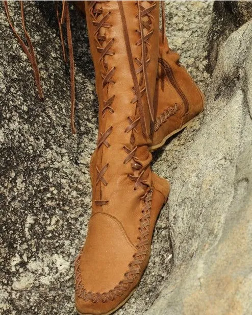 New Autumn And Winter Flat Boots Over The Knee Women's High Boots Brown - Shop at LoveMi
