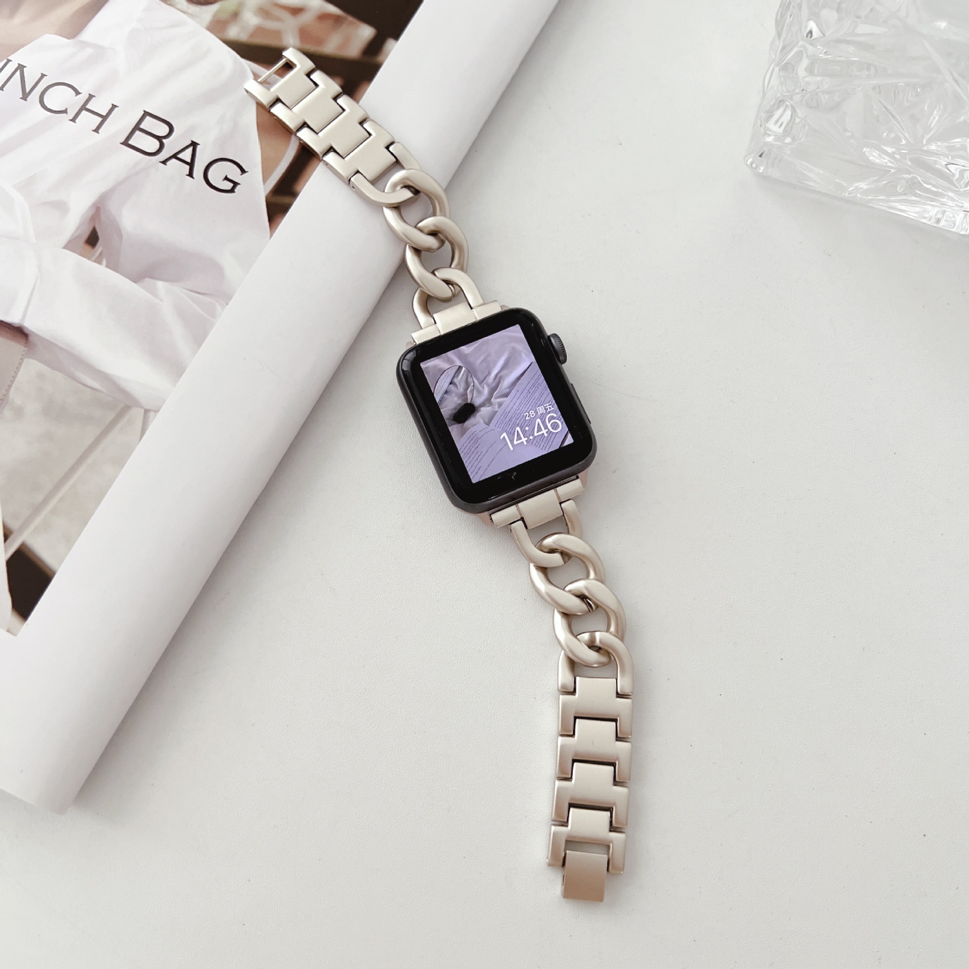 Single-row Denim Chain Metal Watch Strap 2