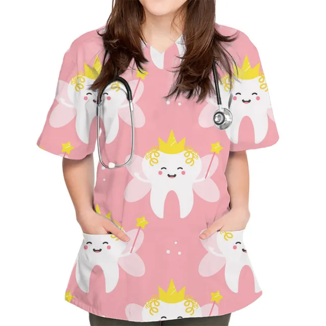 V neck Cute Plain Pattern Series 3D Cloth For Nursing Workers S31Hs0867 - Shop at LoveMi