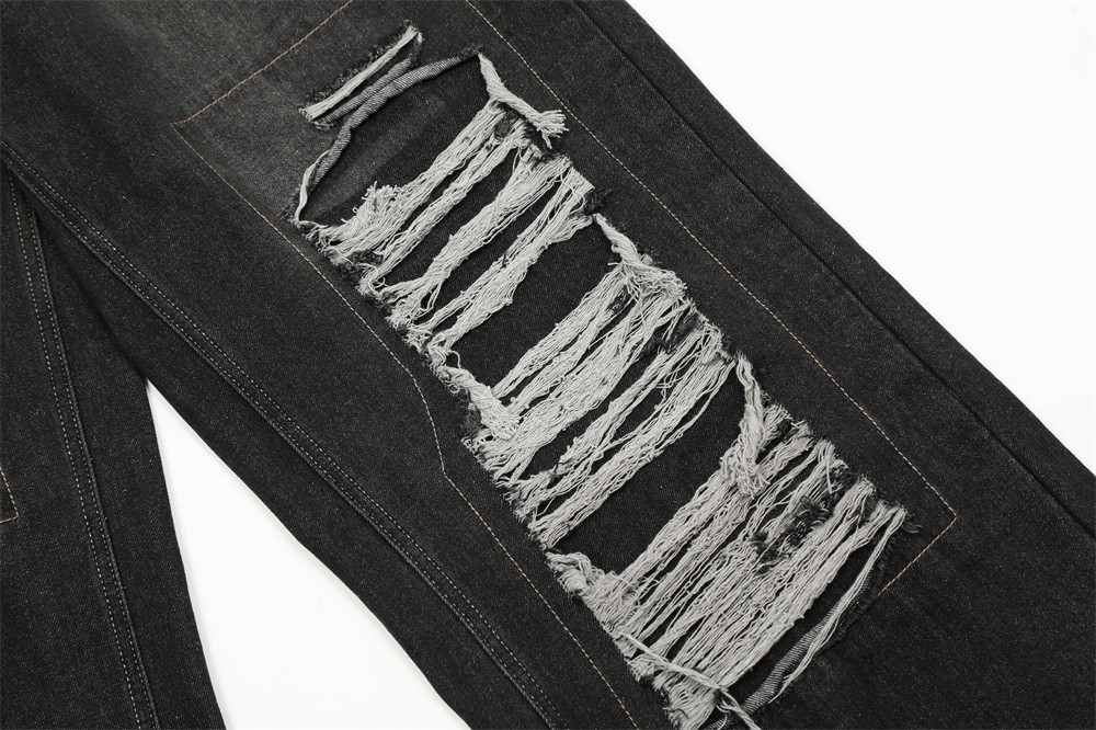 Fashion Punk Patch Denim Trousers Men