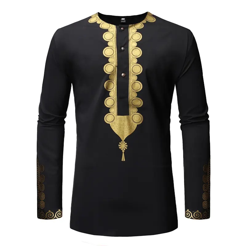 Men's Casual Long-sleeved Polyester Shirt Bronzing