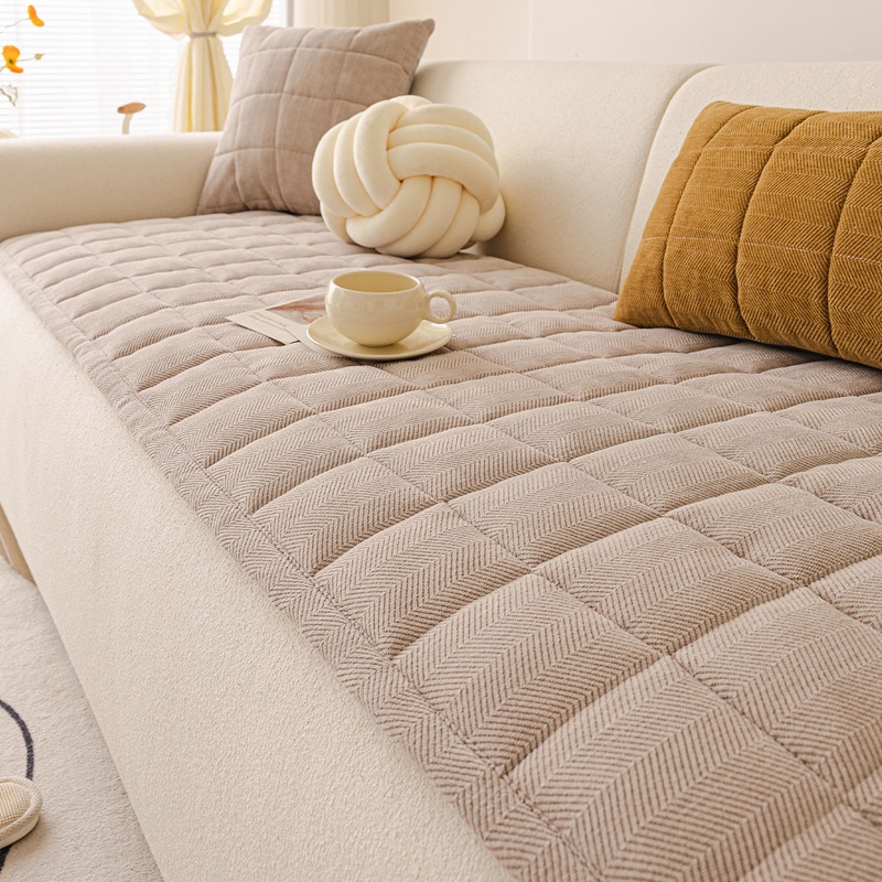 Herringbone Chenille Sofa Cushion All-Season Non-Slip Seat Pad