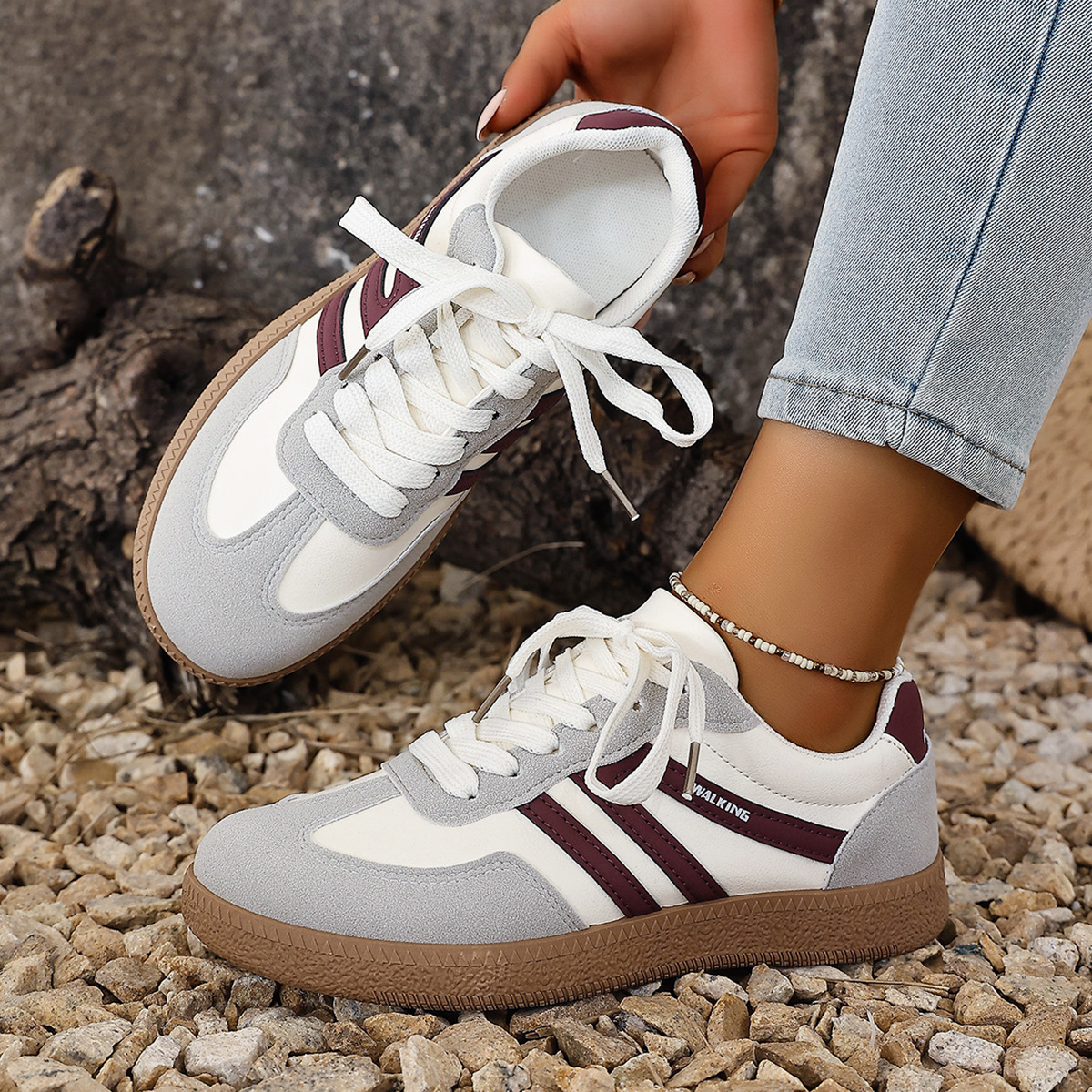 Large Size Color Blocked Round Toe Women's Shoes 8