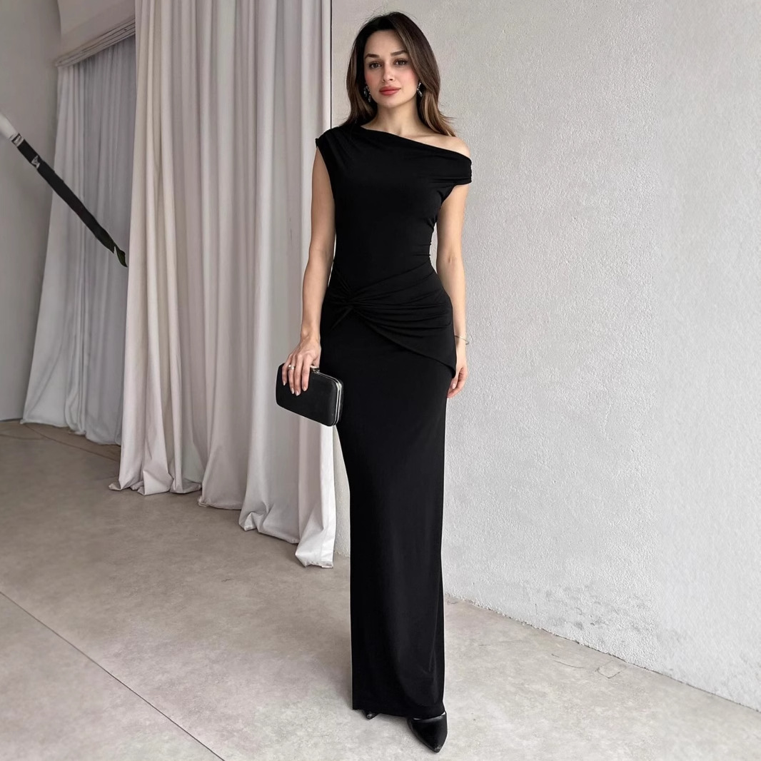 Fitted Mid-waist Pleated Split Dress