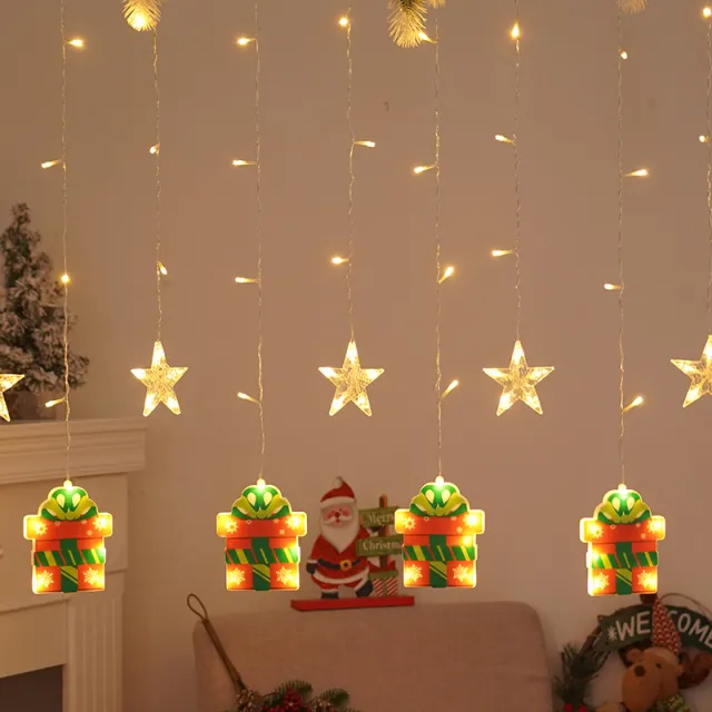 LED Christmas Curtain Light Window Room Ornamental Festoon Lamp Gift Star Style - Shop at LoveMi