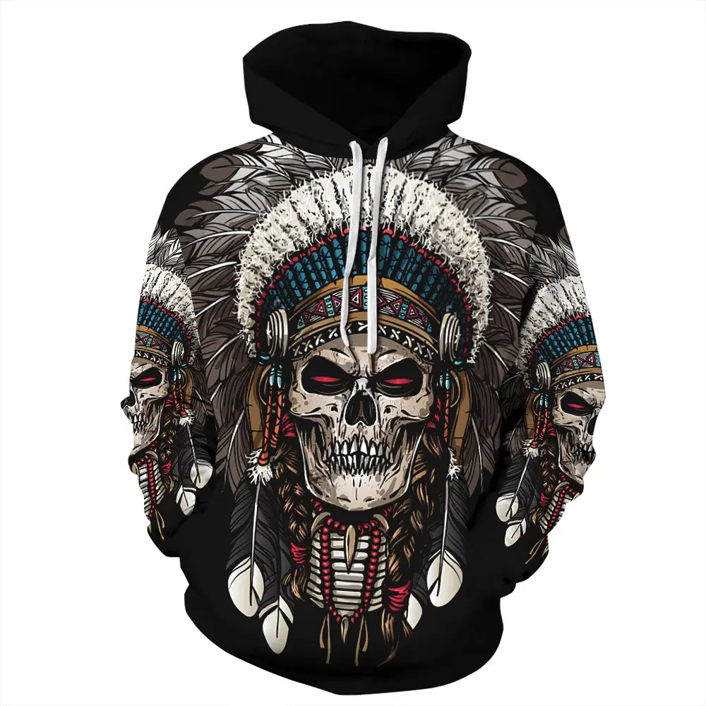 Indian Wolf Head Men's And Women's Hoodie