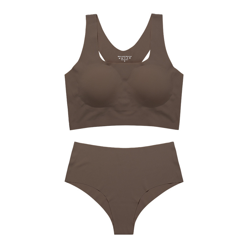 Women's Underwear Suit Plus Size Sports Without Steel Ring Push Up Removable Pad Brown - Shop at LoveMi