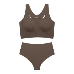 Women's Underwear Suit Plus Size Sports Without Steel Ring Push Up Removable Pad - Gray - View 1