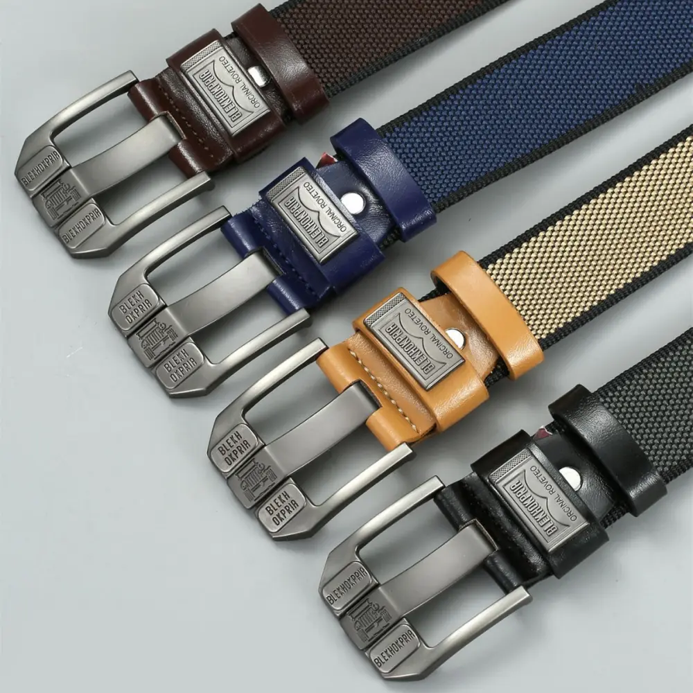 Pin Buckle Canvas Belt Cargo Pants Casual Retro Decorative