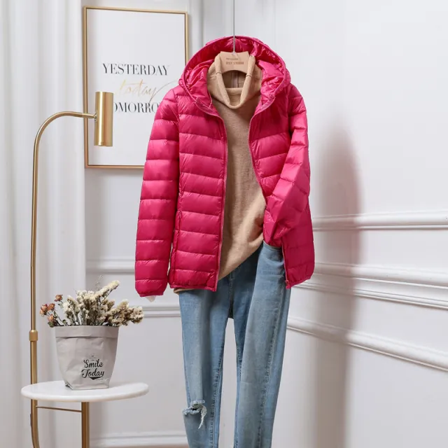 Lightweight Down Jacket Women's Plus sized Plus Size Ultra thin Rose - Shop at LoveMi