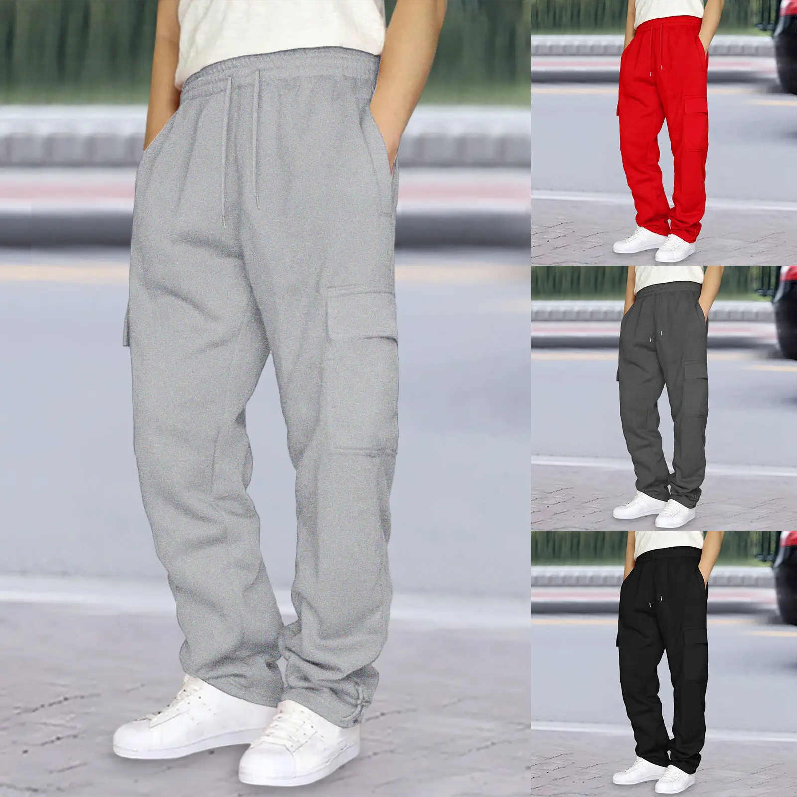 Ankle-Tightening Loose Sweatpants With Multiple Pockets