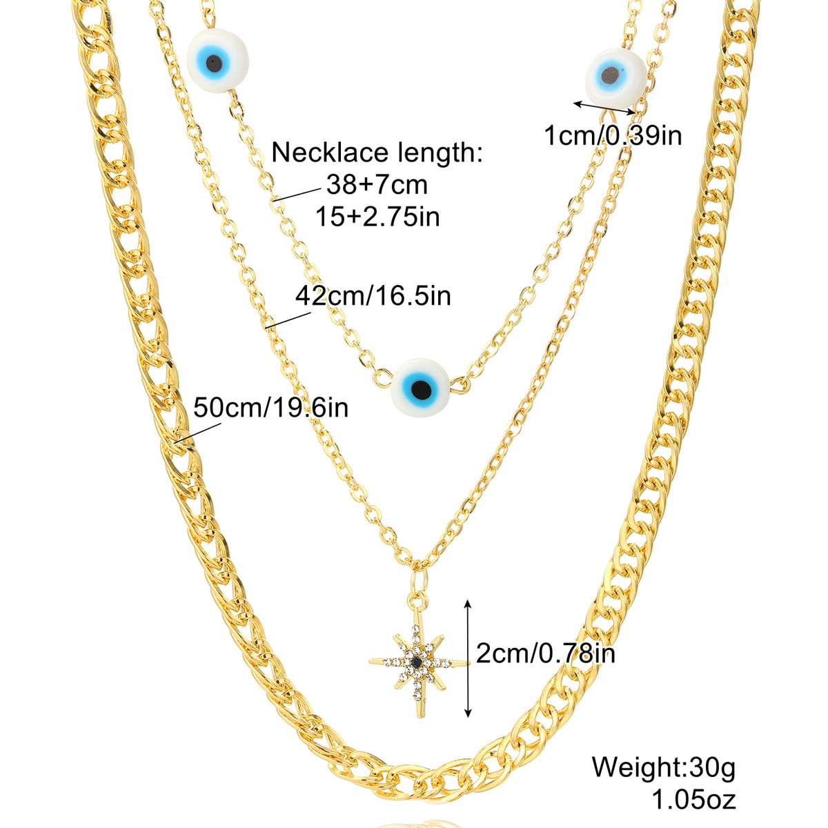 Multi-layer Zircon Metal Necklace All-match Five-pointed Star Necklace