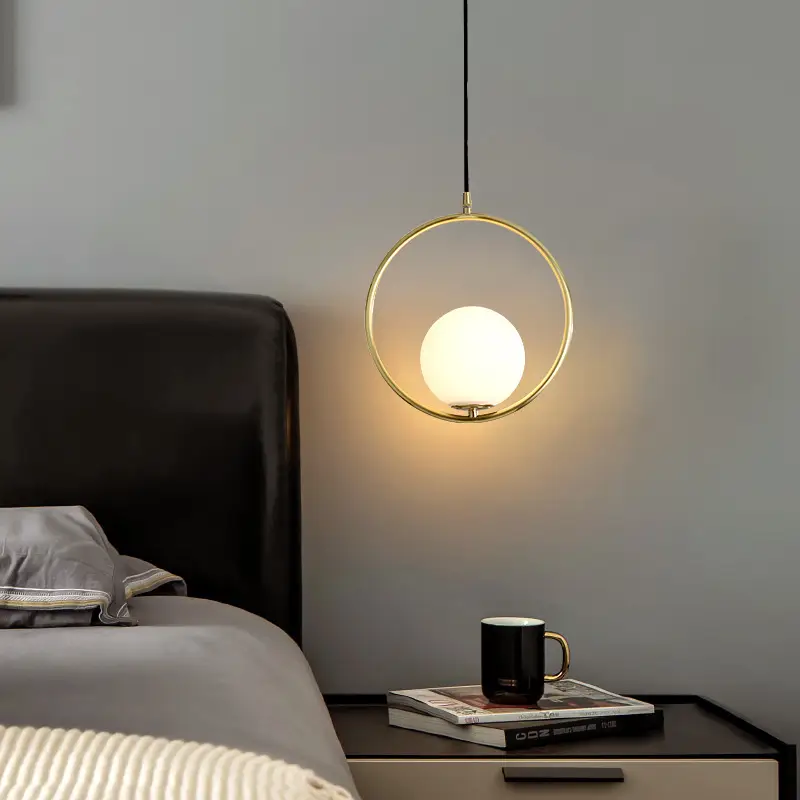 Copper Bedside Chandelier Modern Minimalist Bedroom Light