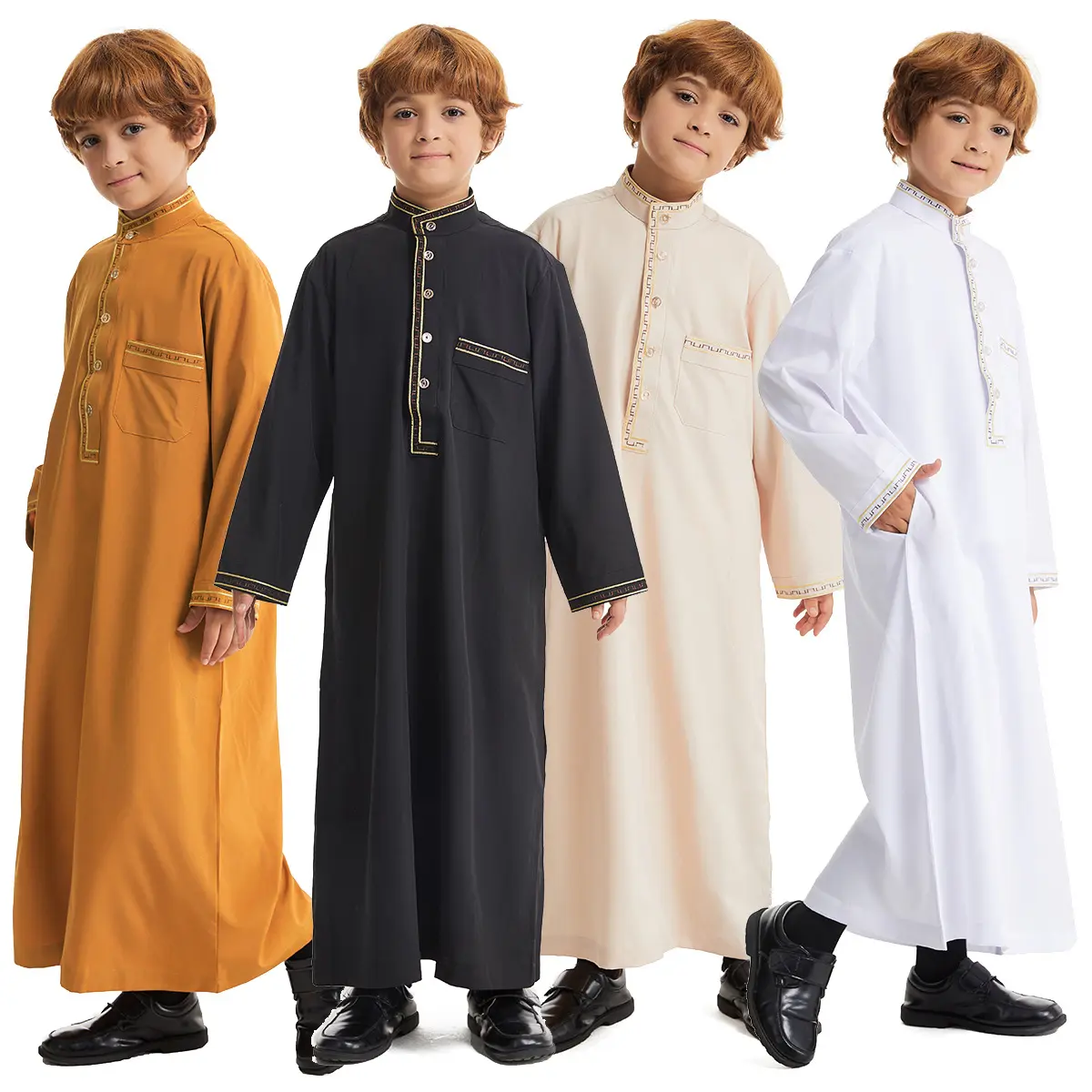 Middle East Boy Robe Stand Collar Button