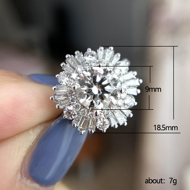 High-End Luxury Full-Crystal Zircon Snowflake Ring