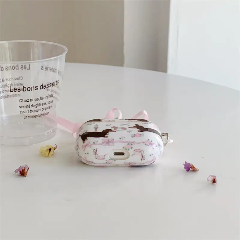 Ins Floral Sausage Dog Wireless Bluetooth Headset Protective Cover