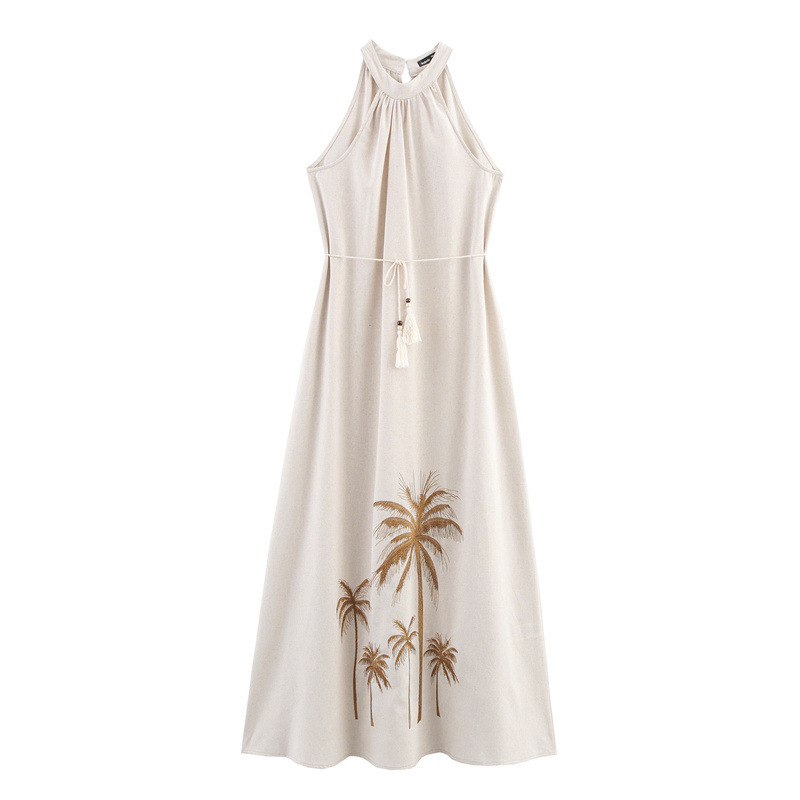 Women's Embroidered Halter Waist-tight Dress