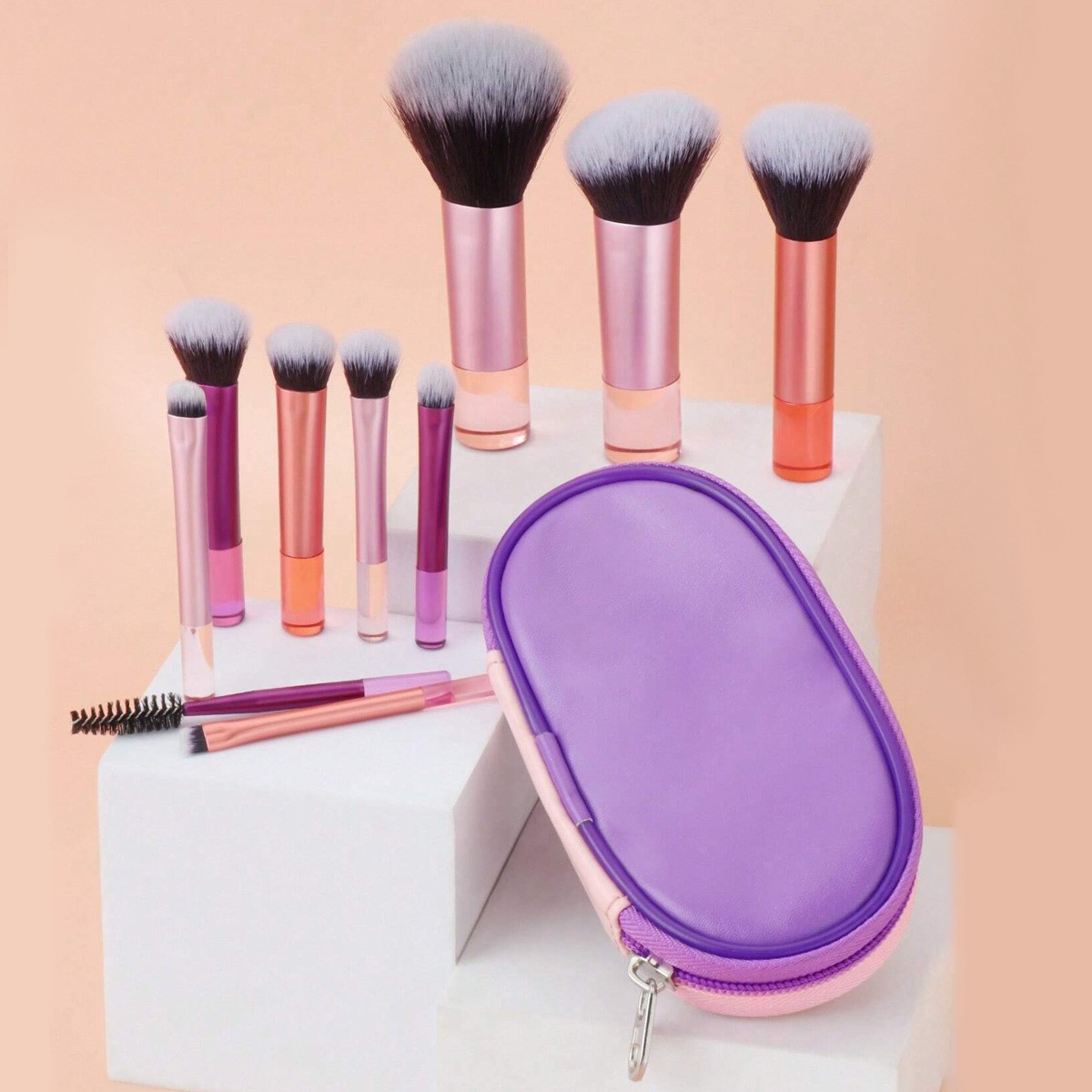 12-piece Makeup Brush Set With 4 Colors And A Makeup Bag