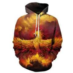 Flame Phoenix Series Hoodie Loose And Versatile Top - Wy694-4Xl - View 1
