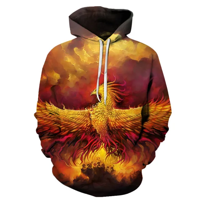 Flame Phoenix Series Hoodie Loose And Versatile Top Wy694 4Xl - Shop at LoveMi