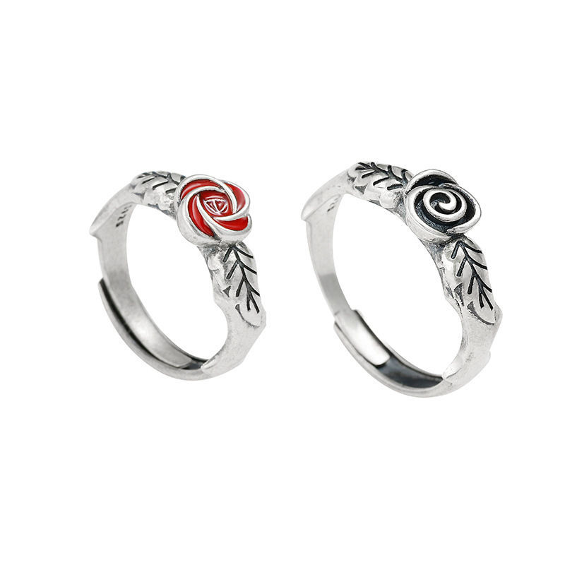 Mori Style Retro Simple Rose Couple Ring