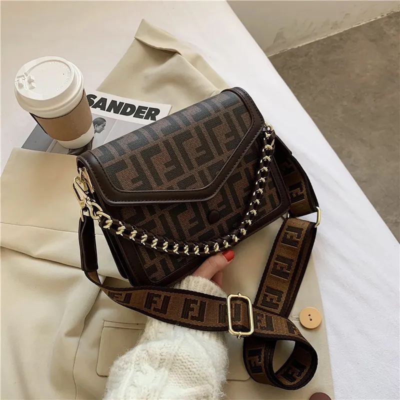 Women's Polyurethane Handbag - Brown