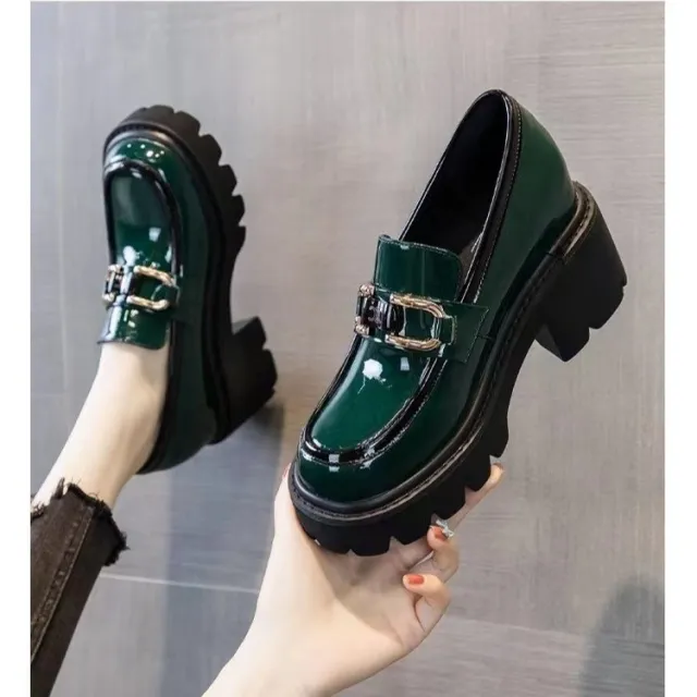 British Style Vintage Leather Shoes Women Green - Shop at LoveMi