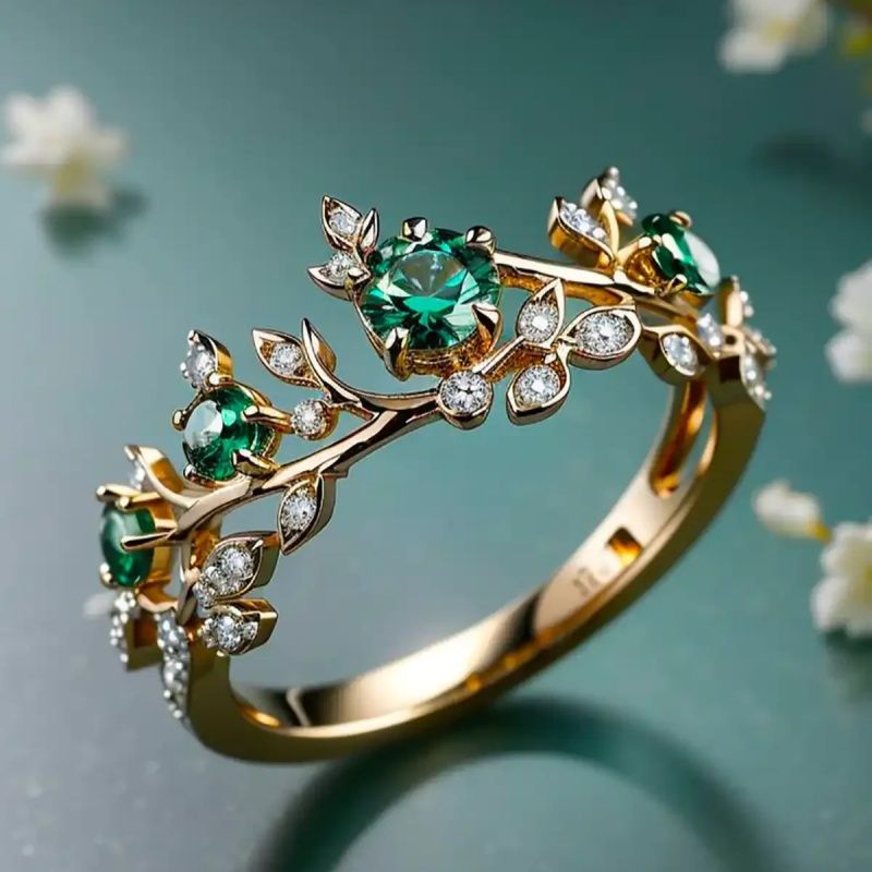 Geometric Creative Gold Inlaid Zircon Light Luxury Ring