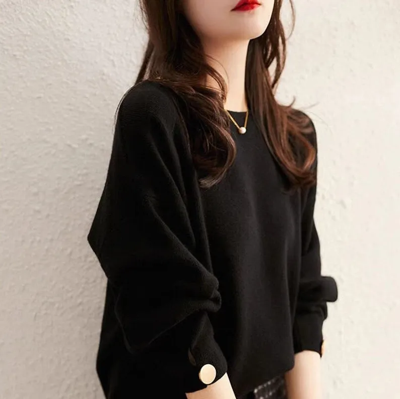 New Design Sense Niche Base Stylish Fashion Red Sweater - Black