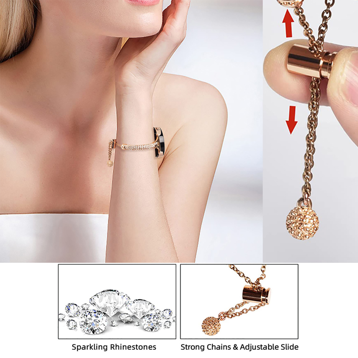 Title 12, Womens Creative Versatile Diamond Studded Meta...