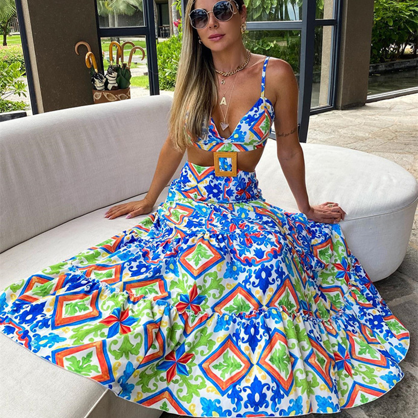 Women's Bohemian Style Hollow High Waist Backless Beach Skirt
