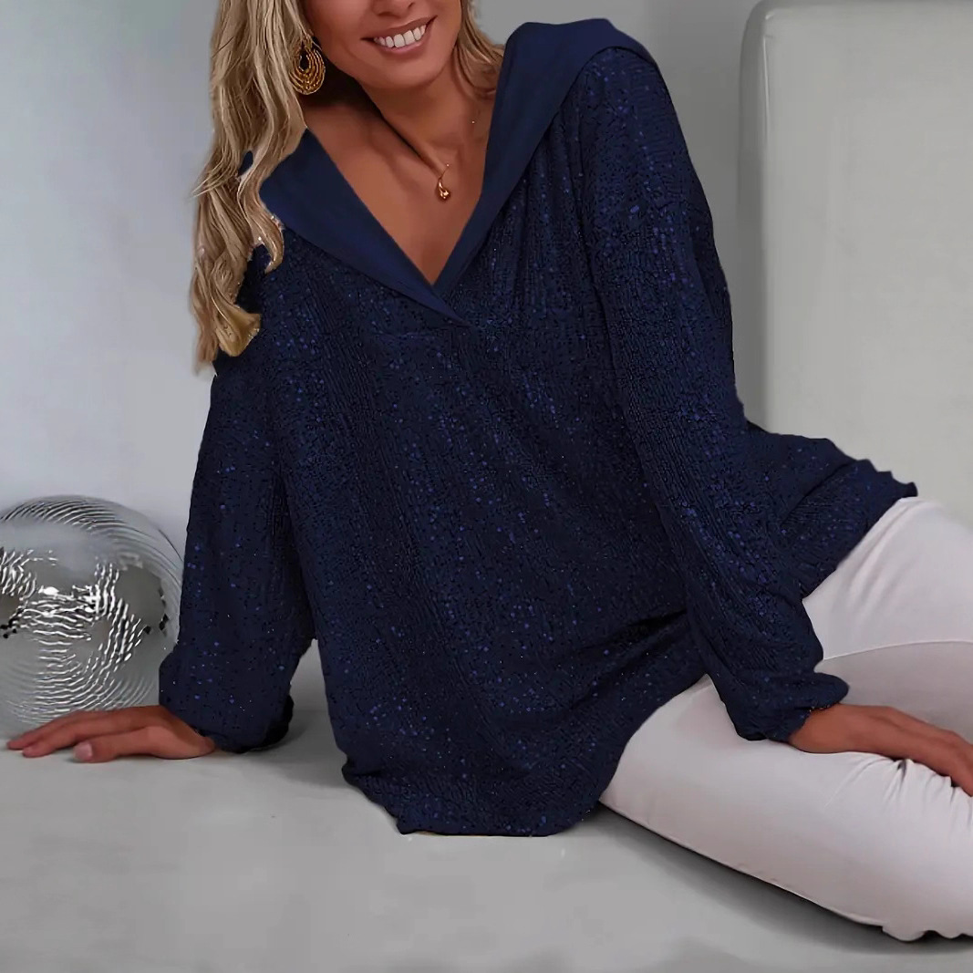 Womens Relaxed Fit Sequin Hoodie