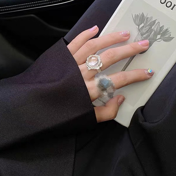 Women's Cold Style Cross Pattern Diamond Adjustable Ring Index Finger Ring