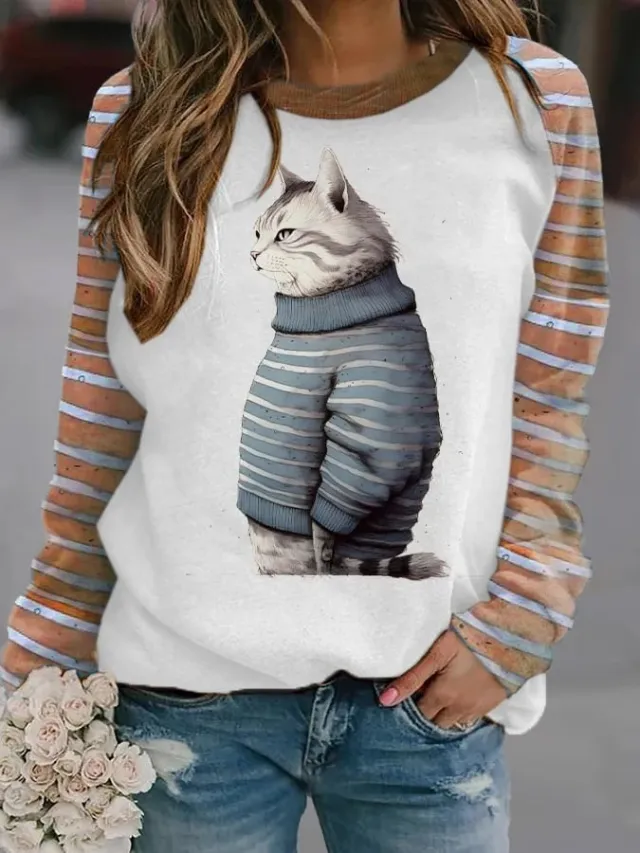 Women's Loose Casual Comfortable Versatile Daily Printing Sweater Styleg7Z4382 S - Shop at LoveMi