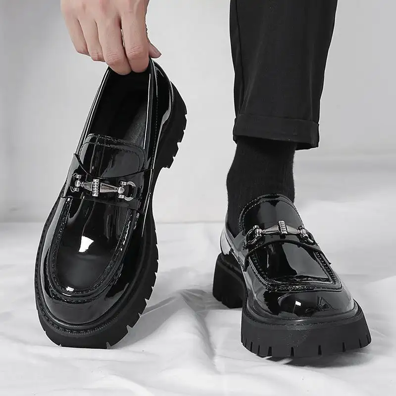 Chunky-soled Height-increasing British-style Business Loafers
