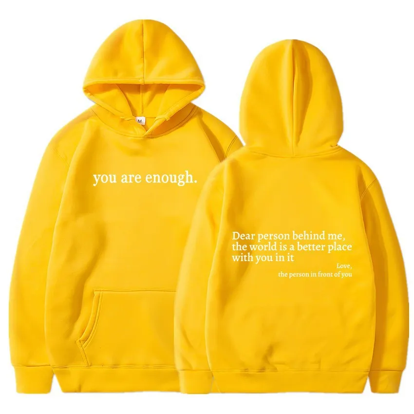 Women's Brushed Hoody Plain Letters - Yellow